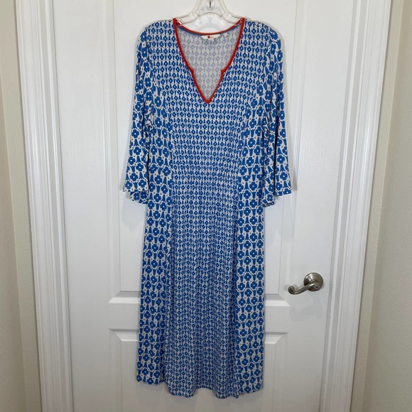 Boden Blue Patterned Midi Dress - Picture 2 of 6